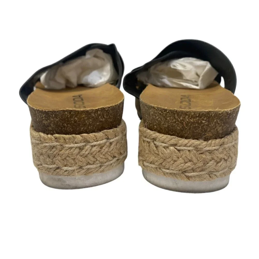 SODA Black Cross Strap Platform Espadrilles Size 6.5